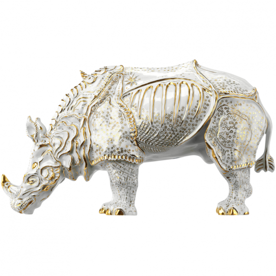 Porcelain figure Rhinocerus ✥ Gold Edition