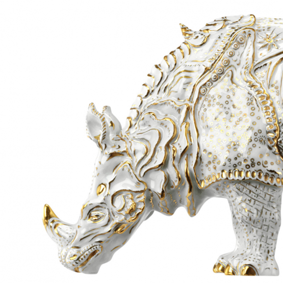 Porcelain figure Rhinocerus ❖ Gold Edition