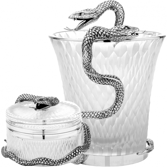 Objets de Luxe ❖ Crystal vase with silver snake