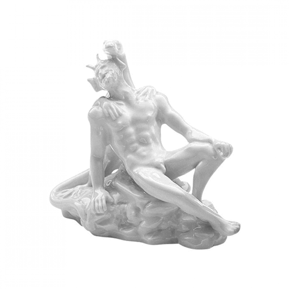 Porzellanfigur ❖ Satyr liegend mit Echse