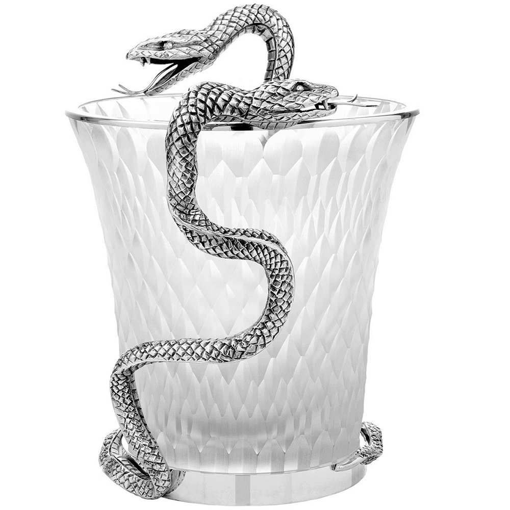 Objets de Luxe ❖ Crystal vase with silver snake